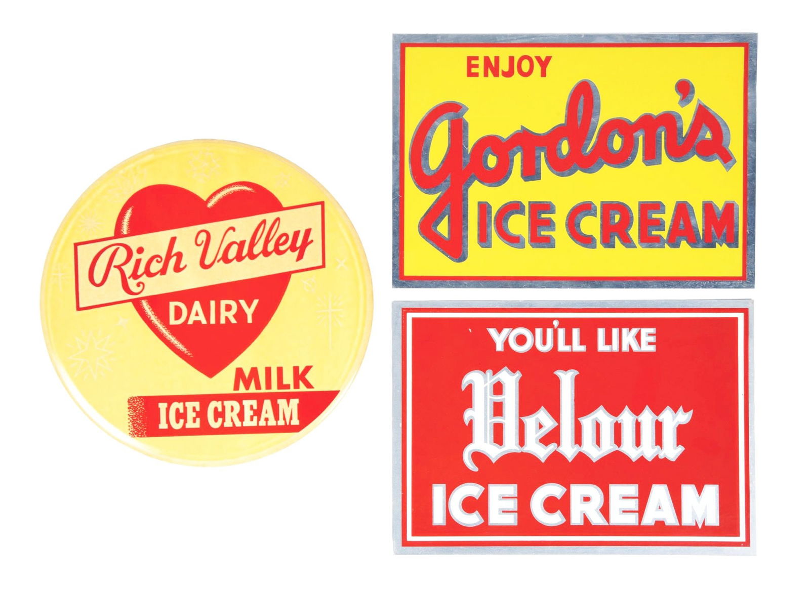 COLLECTION OF 3 ICE CREAM SIGNS (1 of 2)