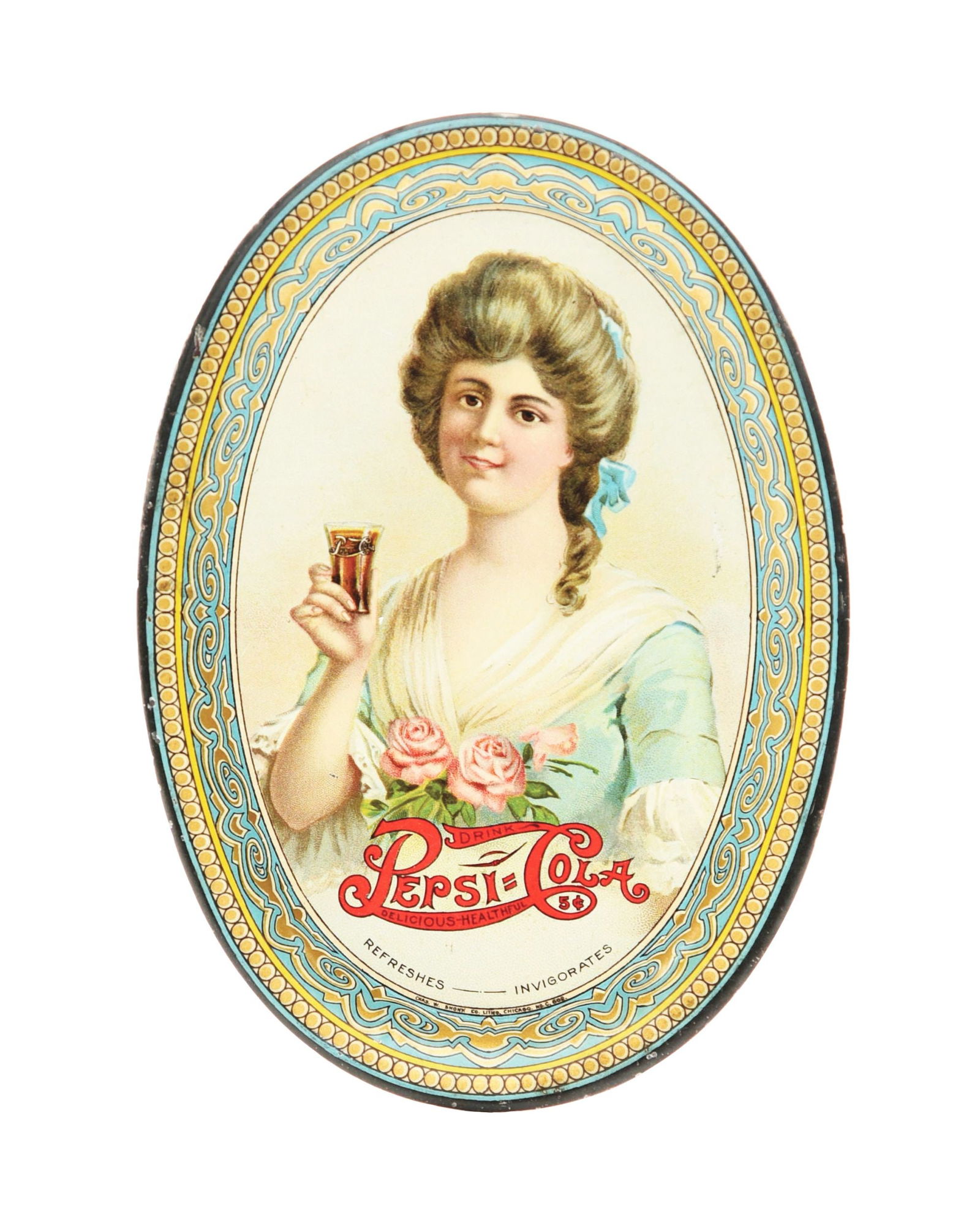 DRINK PEPSI-COLA TIN LITHOGRAPH TIP TRAY W/ BEAUTIFUL WOMAN GRAPHIC (1 of 2)