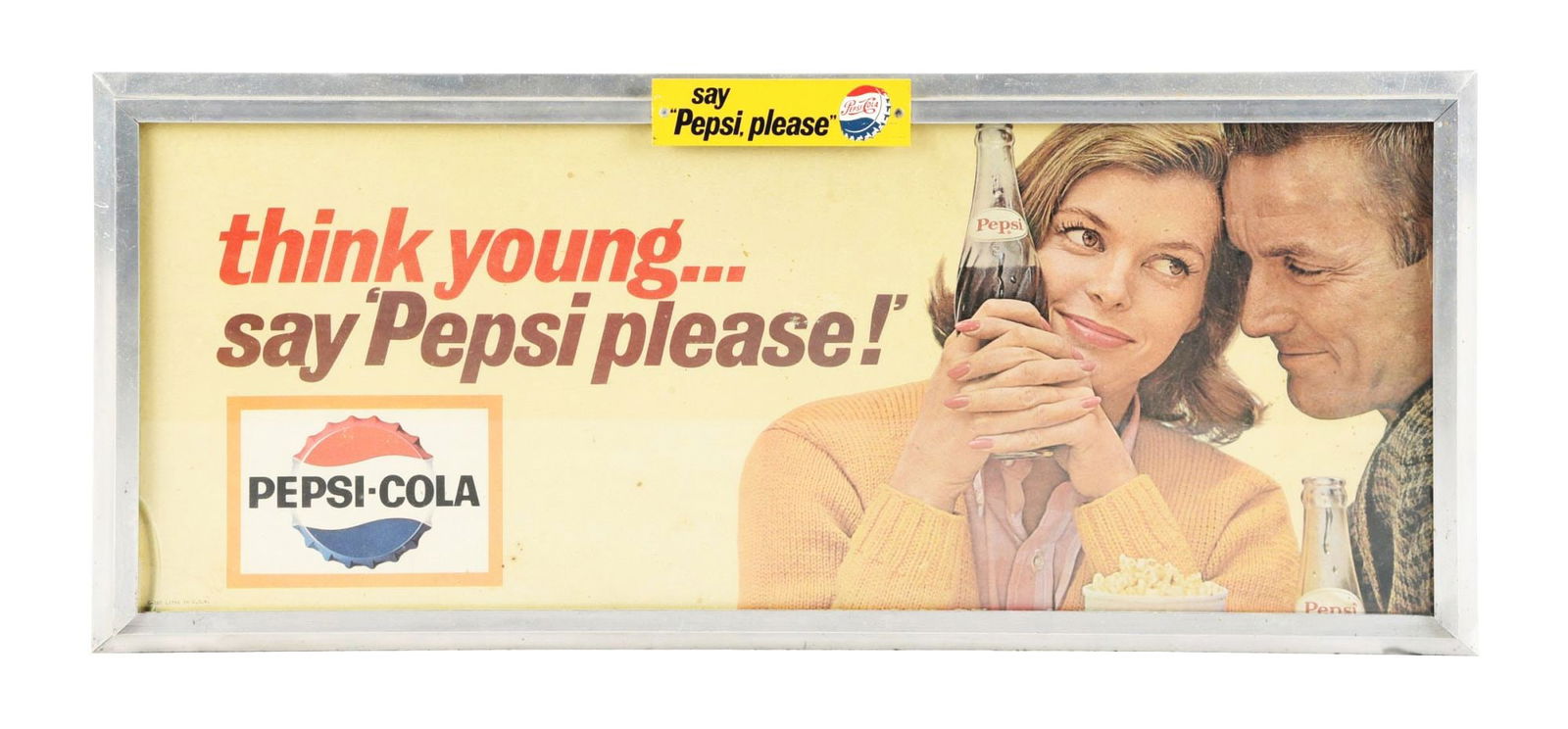 SAY "PEPSI PLEASE!" CARDSTOCK LITHOGRAPH W/ BOTTLE GRAPHIC (1 of 3)