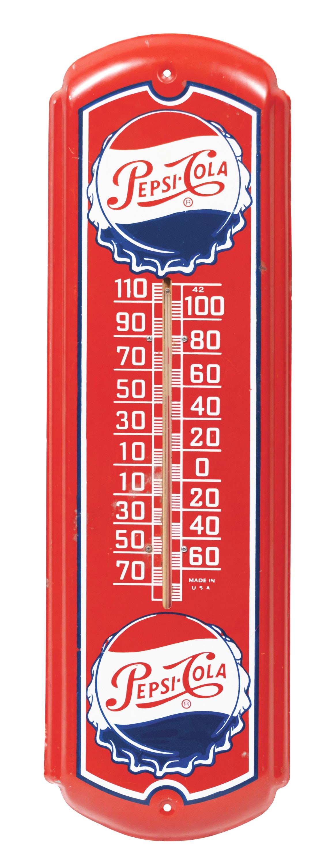 PEPSI-COLA TIN THERMOMETER (1 of 2)