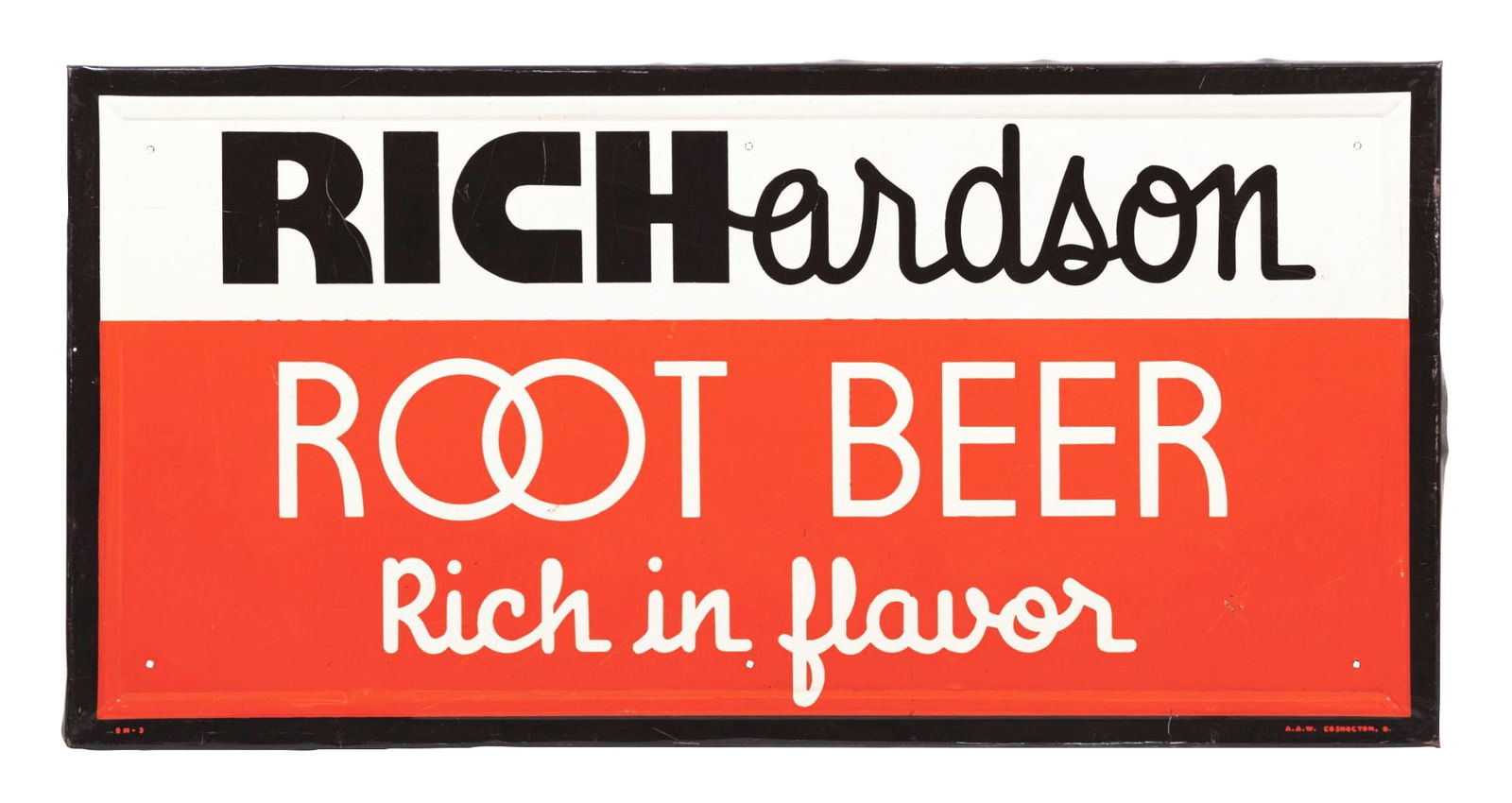 RICHARDSON ROOT BEER SELF-FRAMED TIN SIGN (1 of 3)