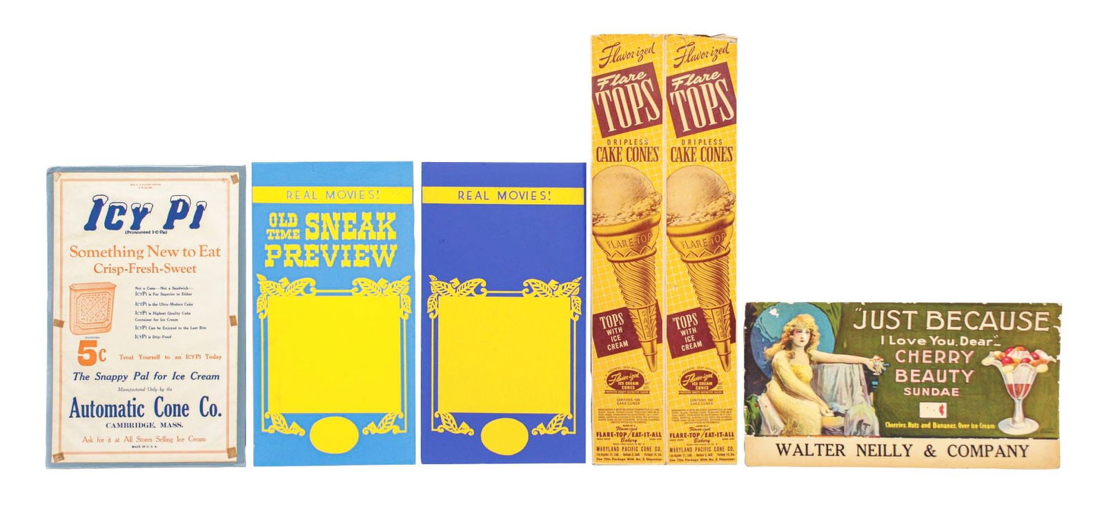 COLLECTION OF 5 ICE CREAM ADVERTISING SIGNS (1 of 2)