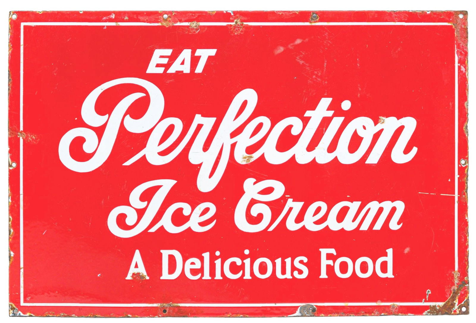 EAT PERFECTION ICE CREAM SINGLE-SIDED PORCELAIN SIGN (1 of 2)