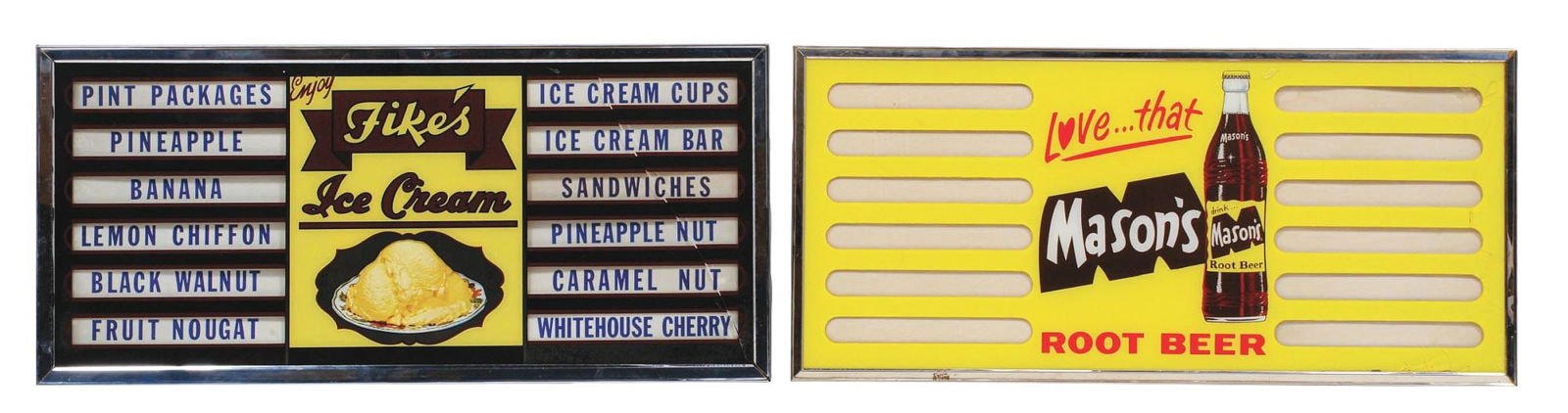 COLLECTION OF 2 REVERSE PAINTED GLASS MENU BOARDS W/ VARIOUS GRAPHICS (1 of 4)