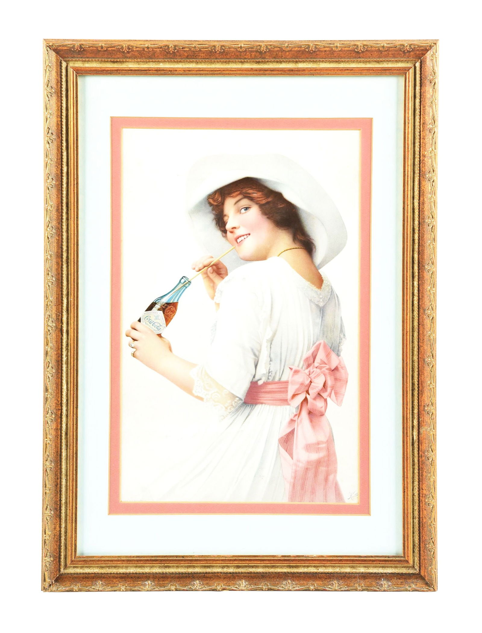 COCA-COLA PAPER LITHOGRAPH W/ BEAUTIFUL WOMAN GRAPHIC (1 of 2)