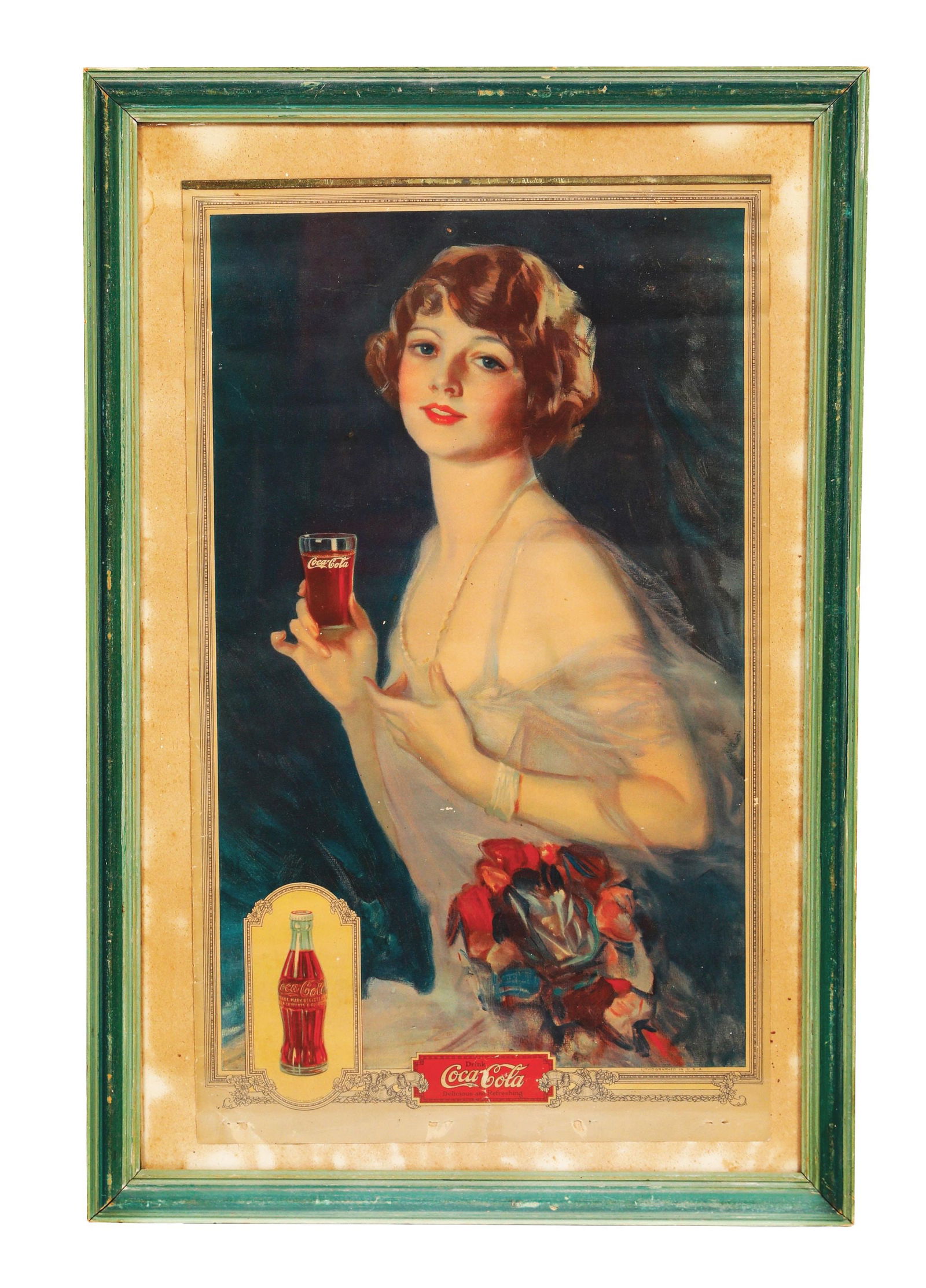 COCA-COLA PAPER LITHOGRAPH W/ BEAUTIFUL WOMAN GRAPHIC (1 of 3)