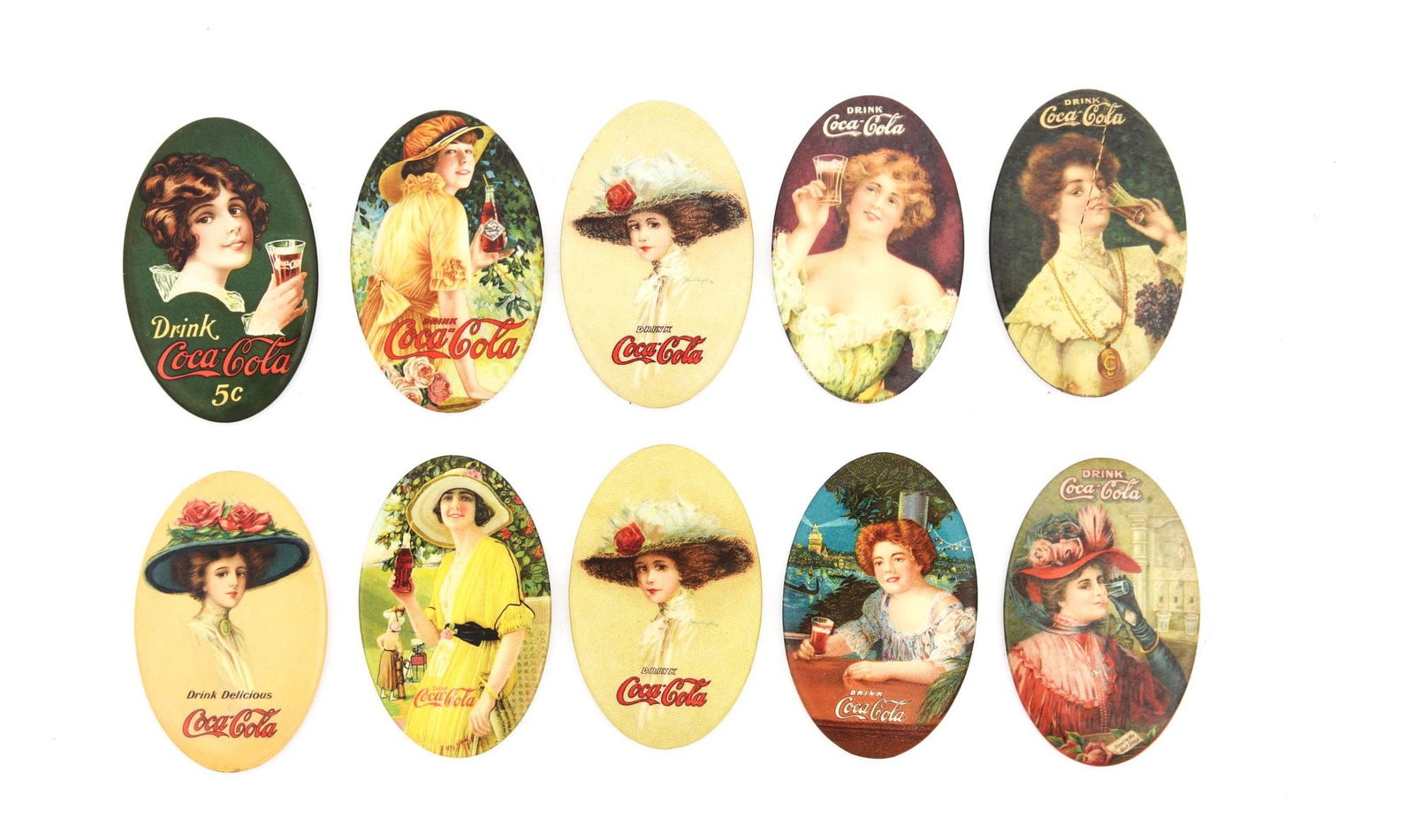 COLLECTION OF 10 COCA-COLA CELLULOID POCKET MIRRORS (1 of 2)