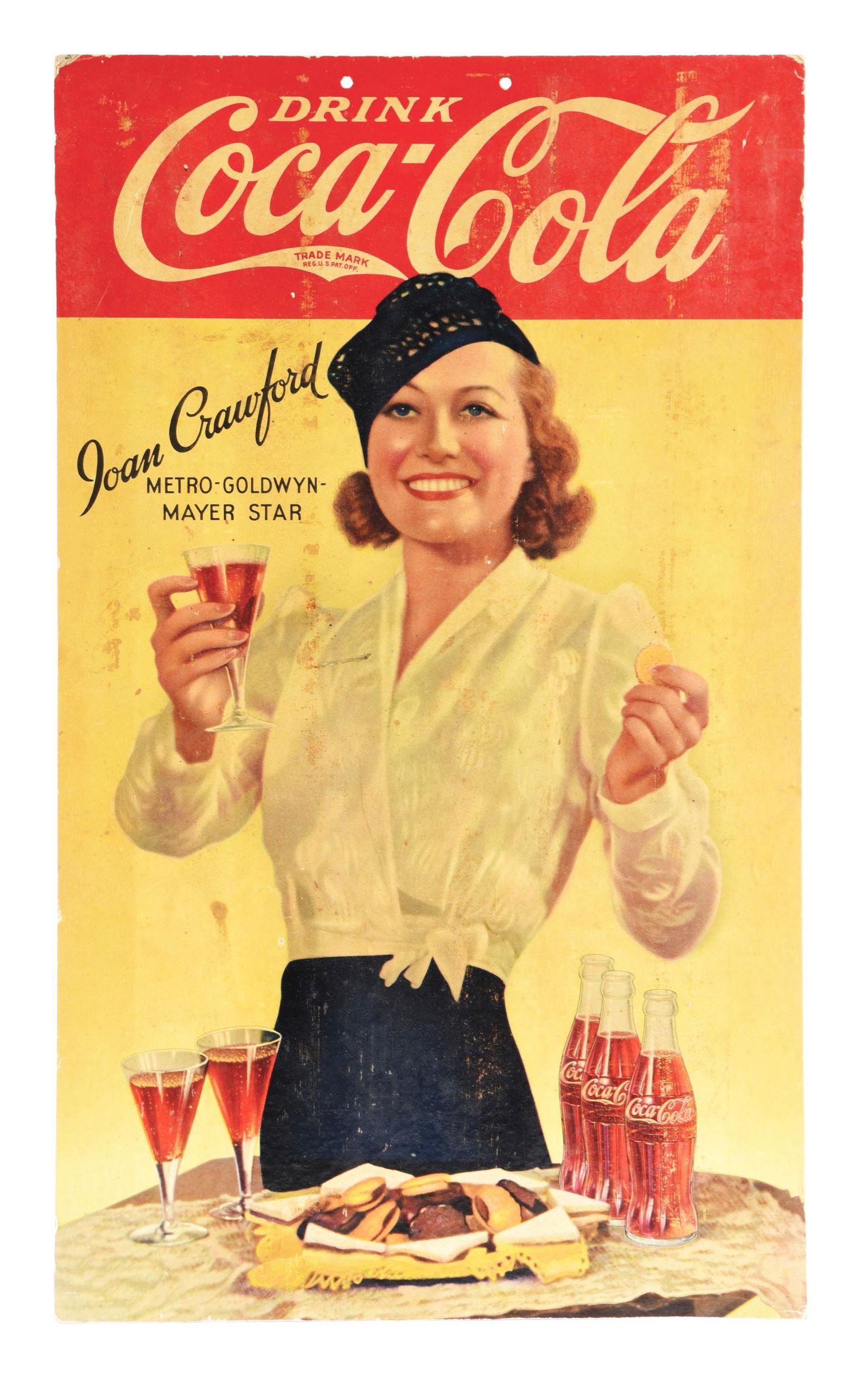 COCA-COLA JOAN CRAWFORD CARDBOARD ADVERTISING SIGN (1 of 2)