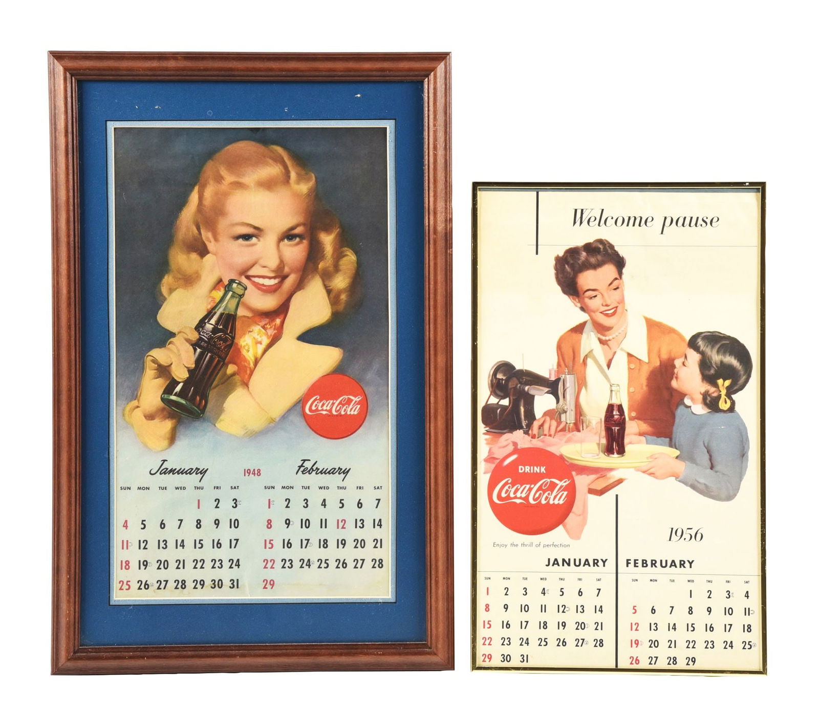 COLLECTION OF 2 COCA-COLA PAPER LITHOGRAPHED CALENDARS W/ BEAUTIFUL WOMAN GRAPHICS (1 of 2)