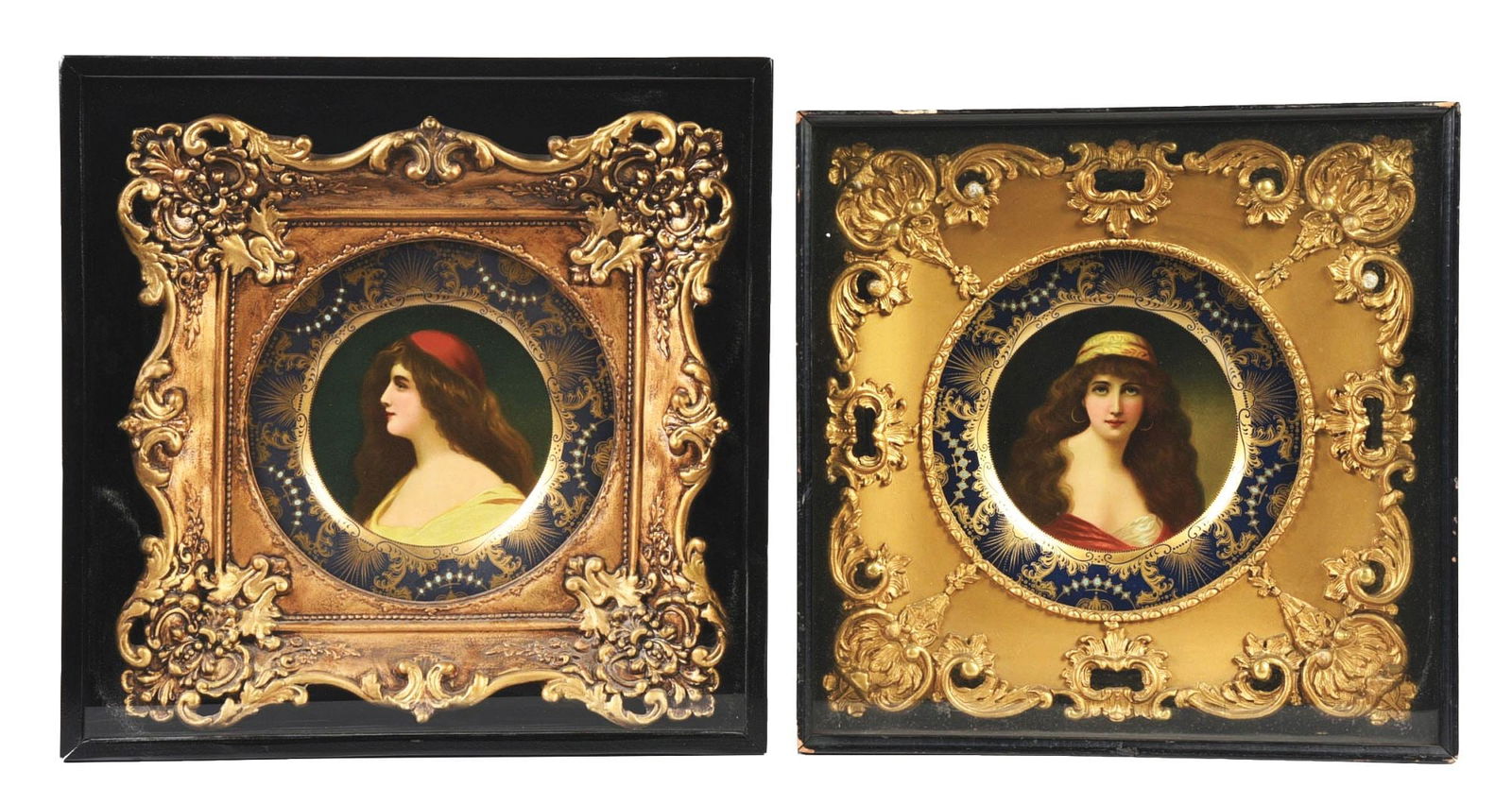 LOT OF 2 FRAMED COCA-COLA VIENNA PLATES W/ BEAUTIFUL WOMAN GRAPHICS (1 of 2)