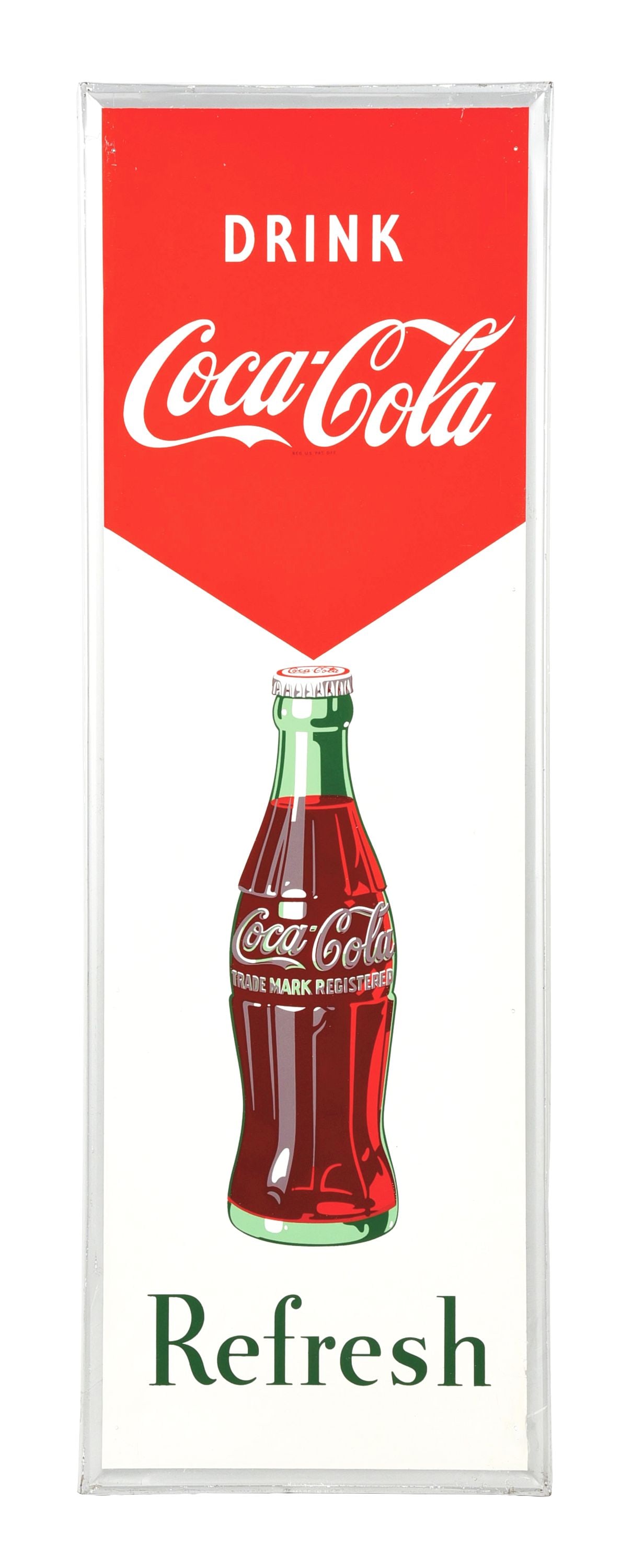 TIN COCA-COLA REFRESH BOTTLE SIGN (1 of 2)