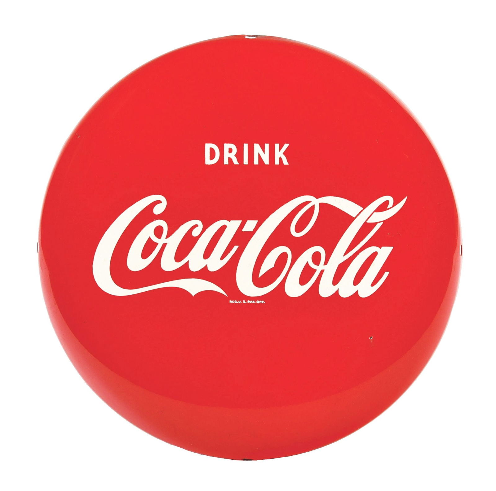 DRINK COCA-COLA 12" PAINTED METAL BUTTON SIGN (1 of 2)