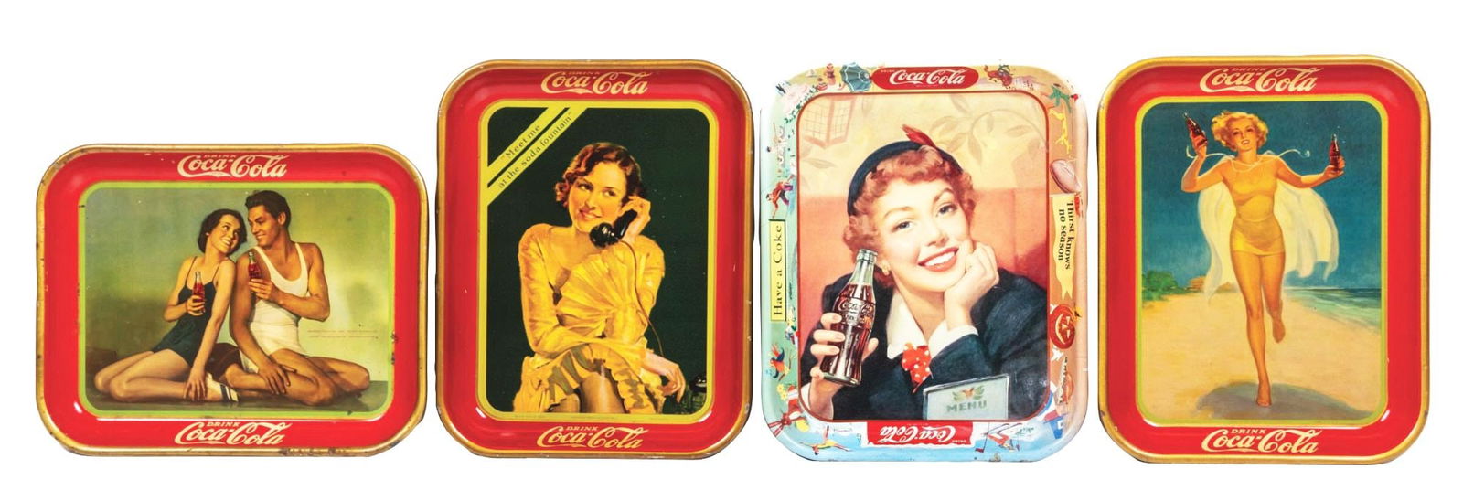 COLLECTION OF 4: COCA-COLA ADVERTISING TRAYS (1 of 2)