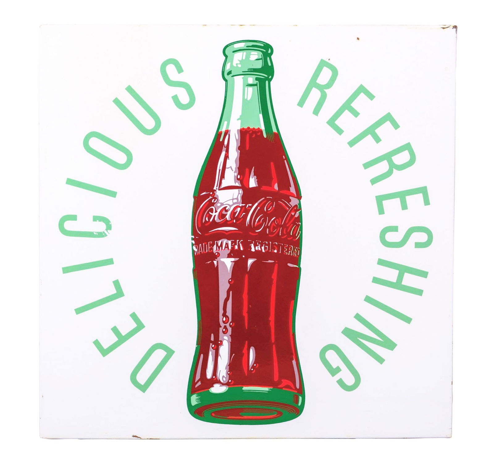 PORCELAIN "DELICIOUS & REFRESHING" COCA-COLA SIGN (1 of 2)