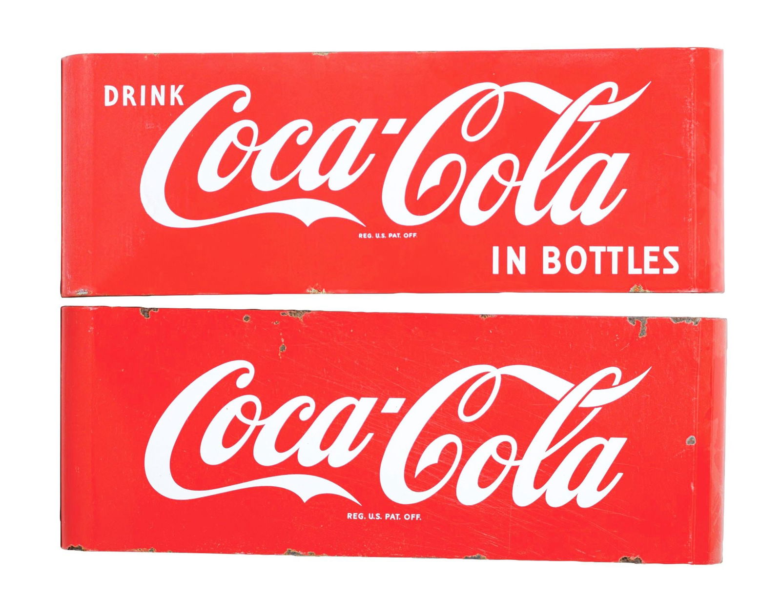 COLLECTION OF 2 PORCELAIN COCA-COLA SLED SIGNS (1 of 2)