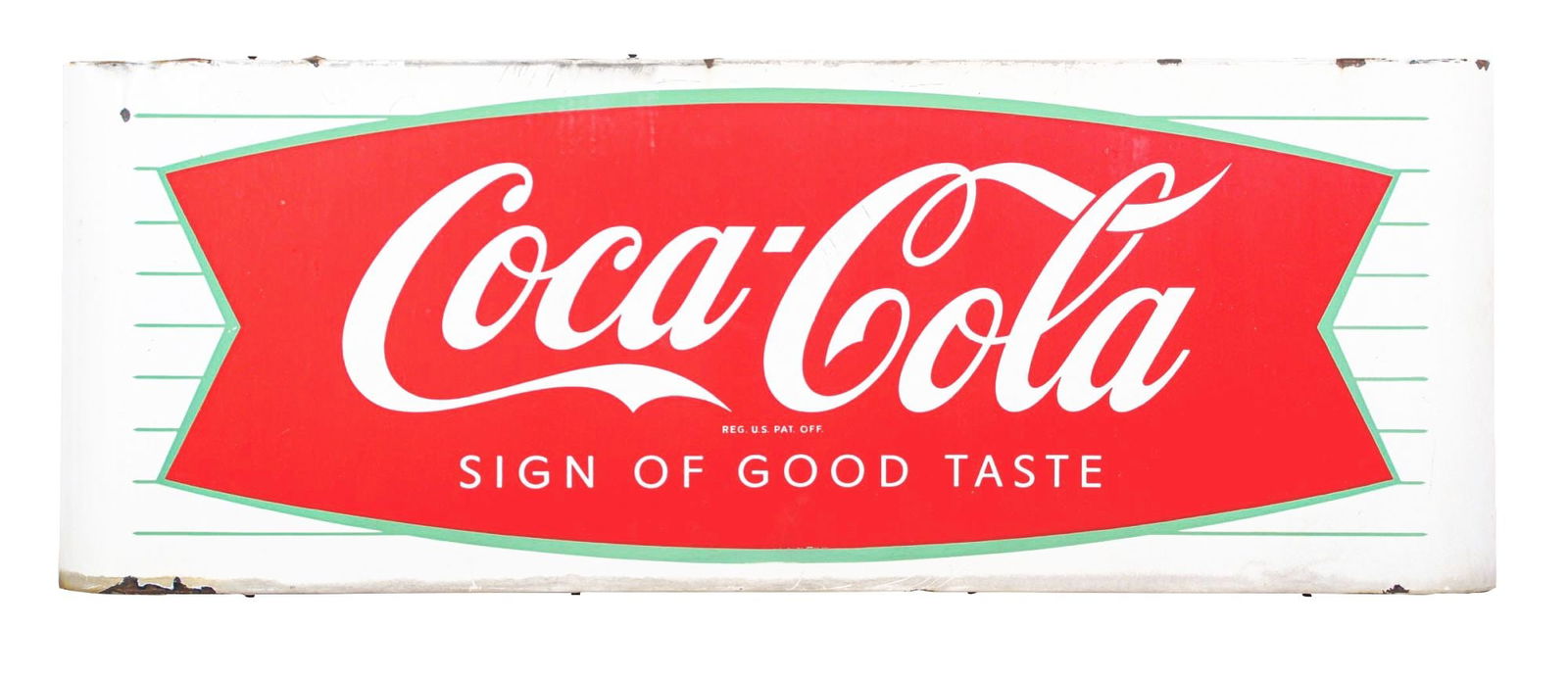 PORCELAIN COCA-COLA SLED SIGN W/ FISHTAIL GRAPHIC (1 of 2)
