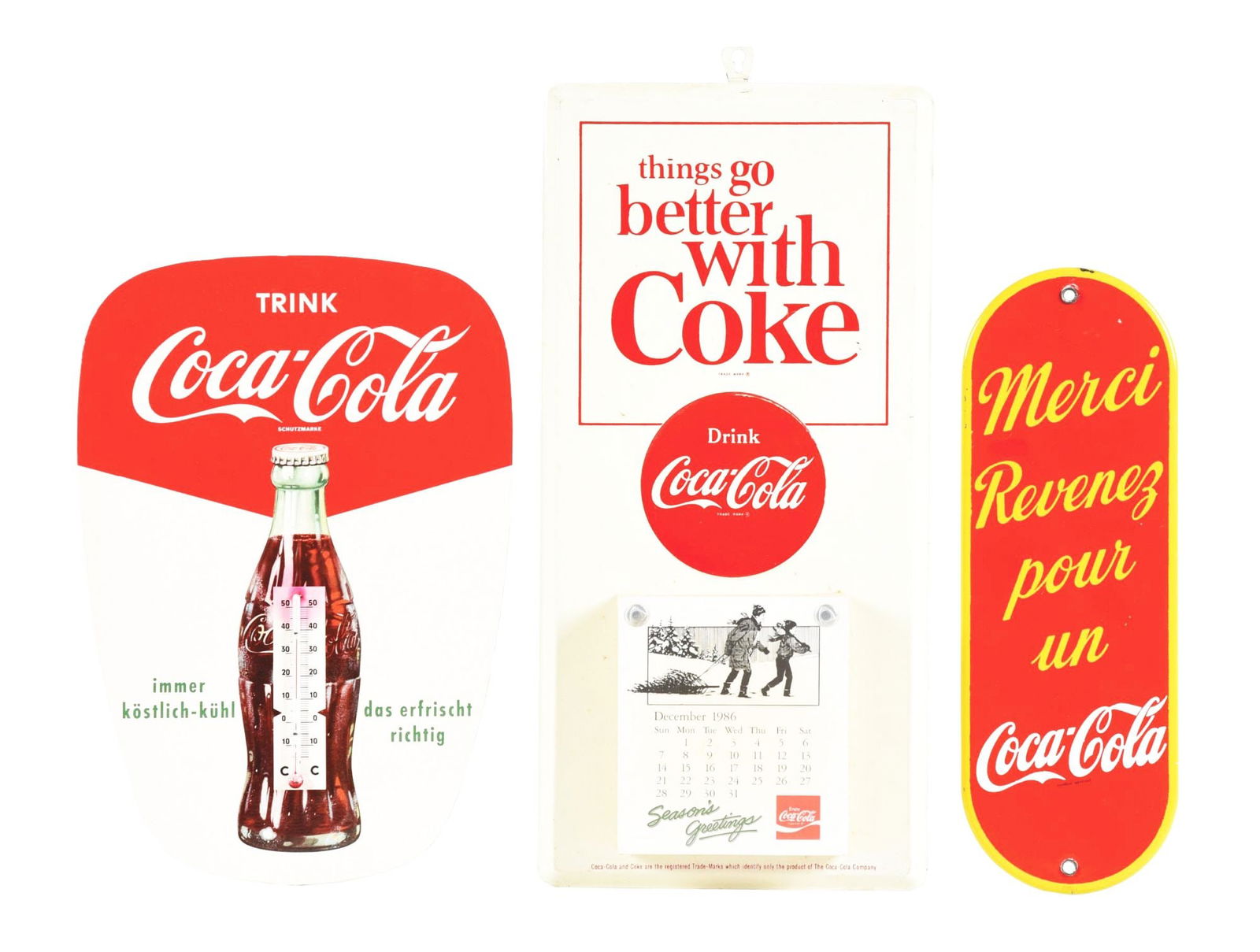 COLLECTION OF 3 COCA-COLA ADVERTISING SIGNS (1 of 2)