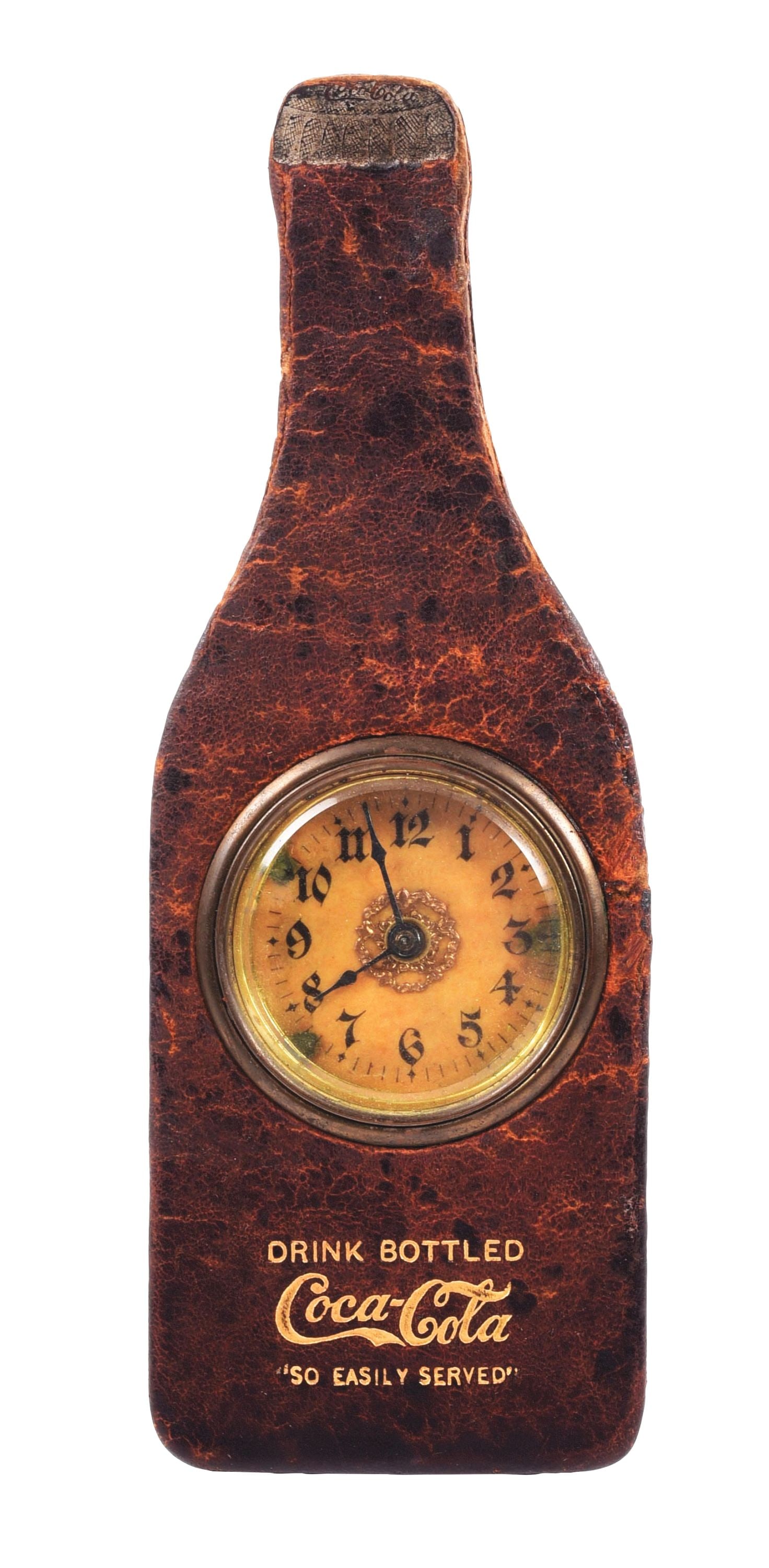 COCA-COLA LEATHER BOTTLE DESK CLOCK (1 of 2)