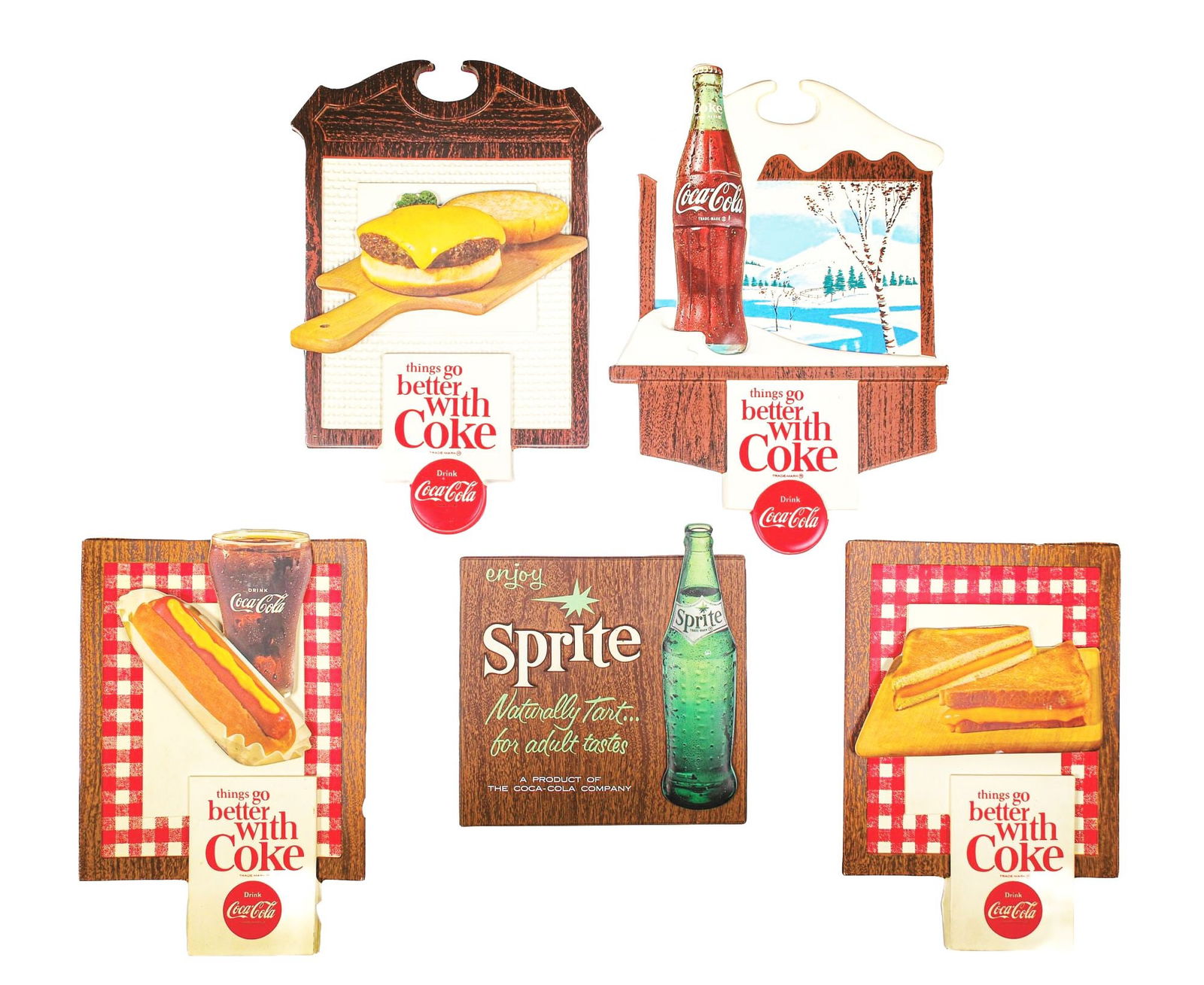 COLLECTION OF 5 COCA-COLA VACUUM FORM PLASTIC SIGNS (1 of 2)