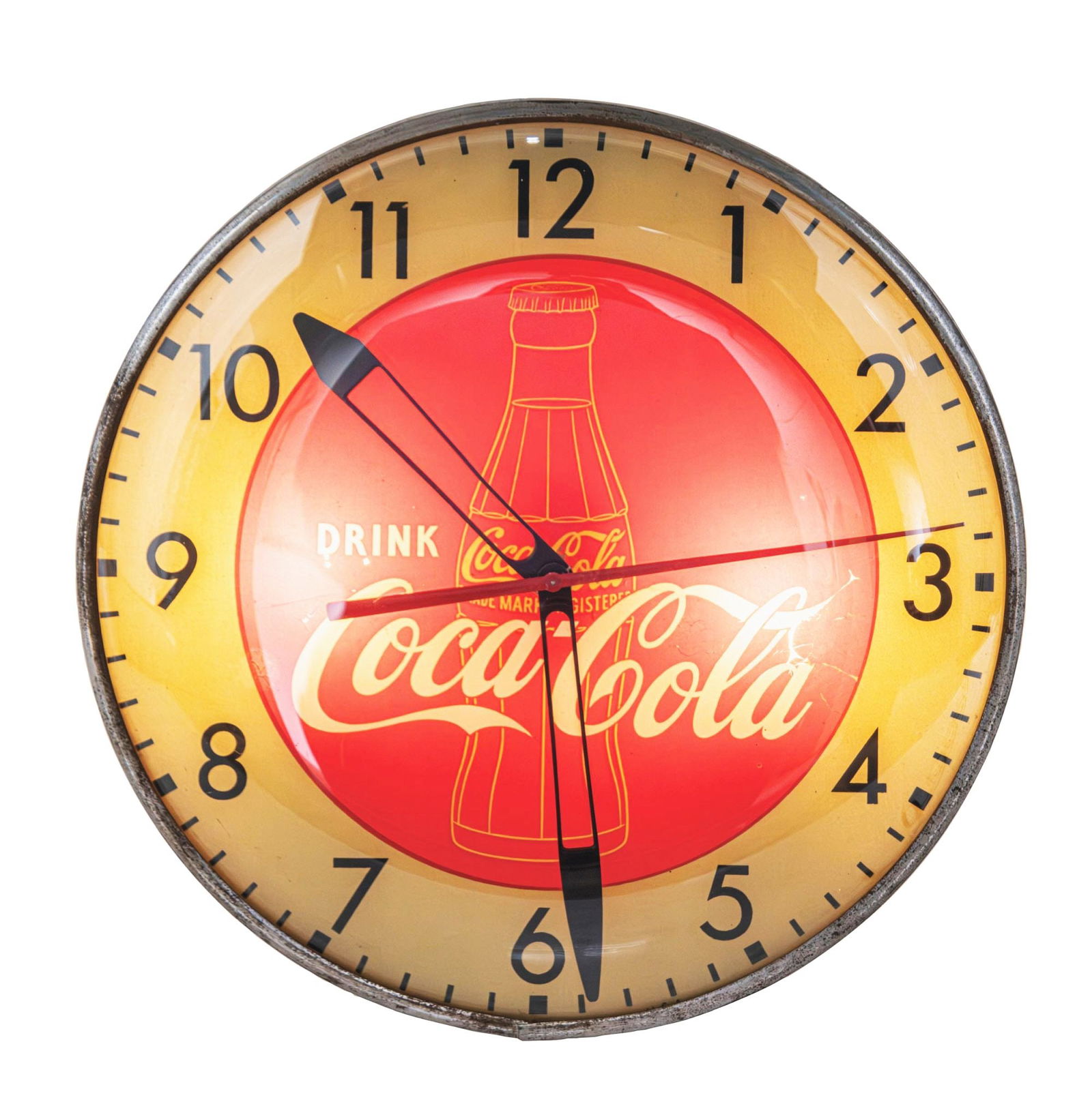 DRINK COCA-COLA LIGHTED CLOCK W/ BOTTLE GRAPHIC (1 of 3)