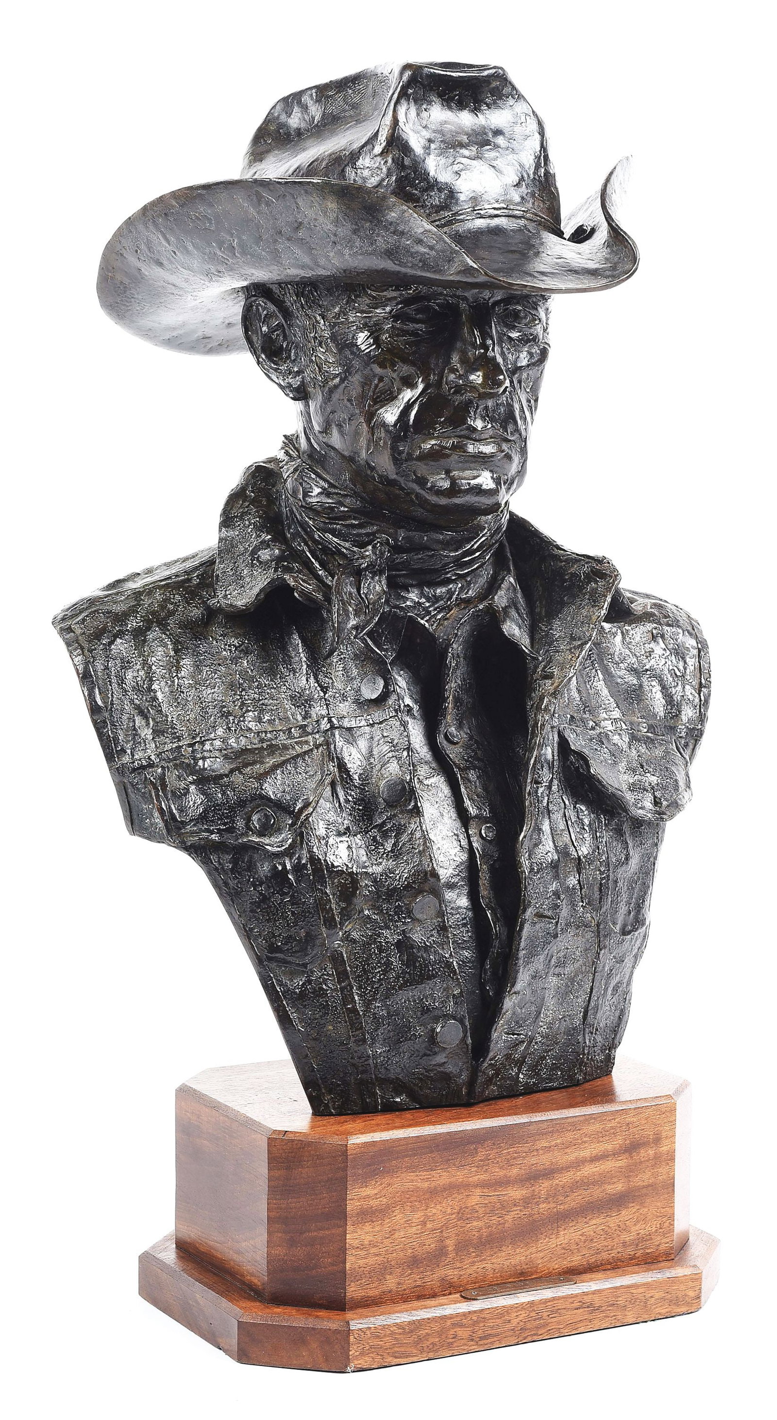 HARRY JACKSON (1924-2011): The Foreman Bronze 12 1/2" x 11" x 18" Signed and dated in bronze: ©Harry Jackson 1974 with 33 edition mark Title and artist name stated on the brass plinth 3 5/8" wood base This is not a standar
