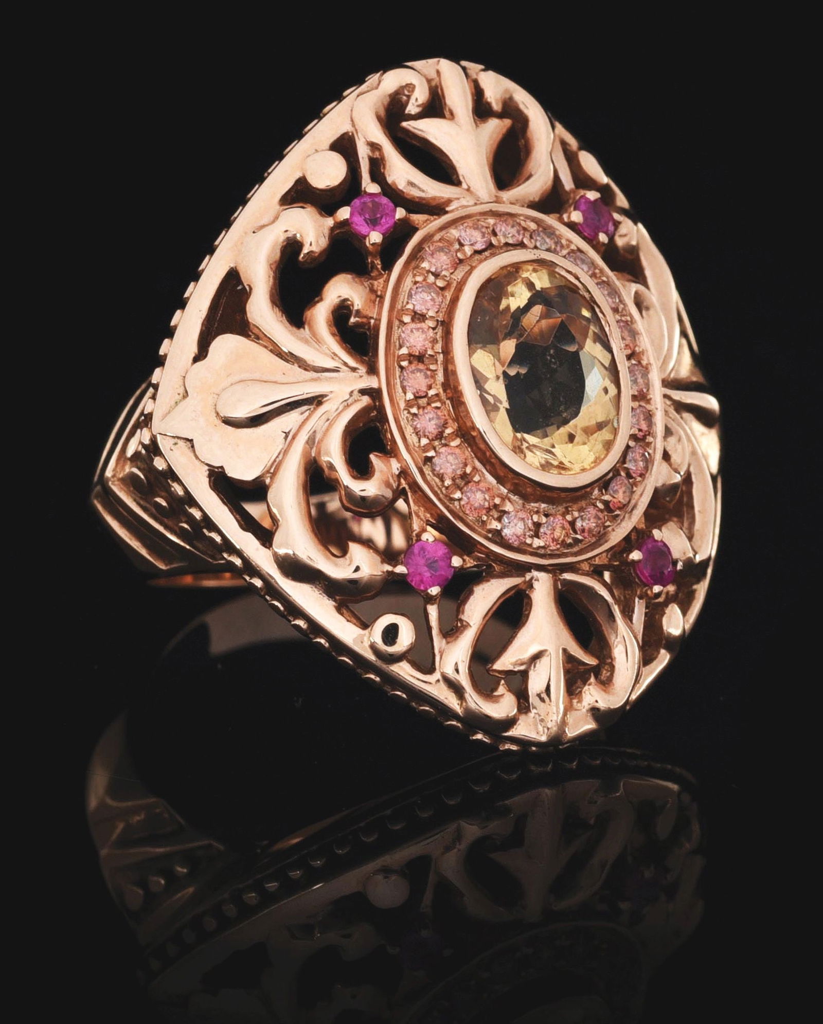 LADIES' 14K ROSE GOLD & GEMSTONE RING (1 of 6)