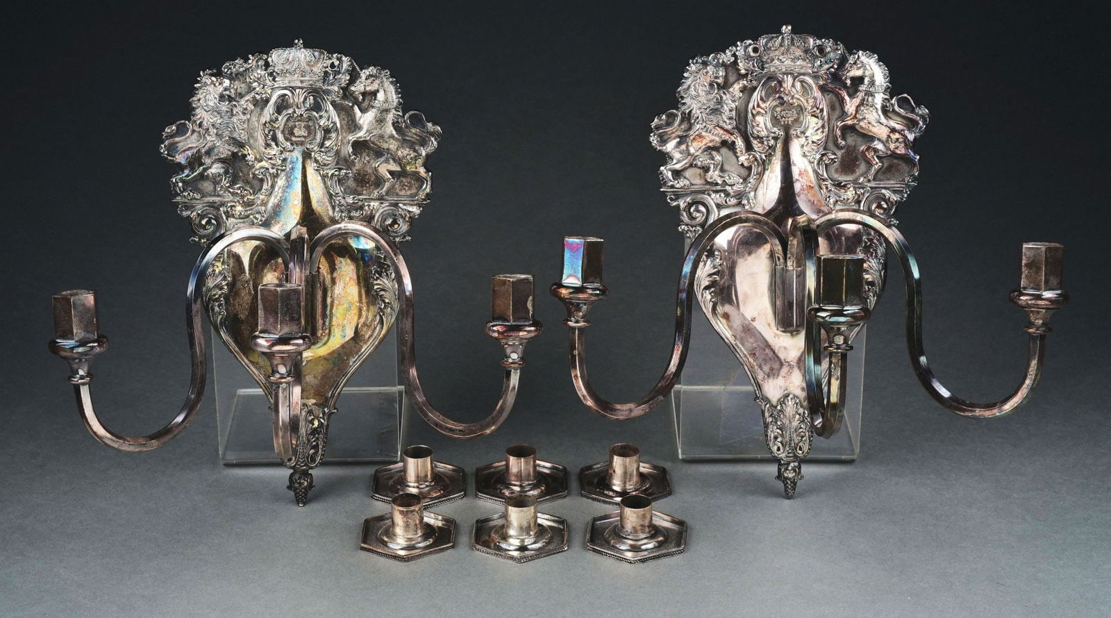 PAIR OF BOSTON SILVER-PLATED WALL SCONCES (1 of 4)