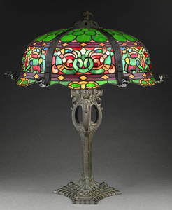 DUFFNER & KIMBERLY VIKING LEADED GLASS TABLE LAMP