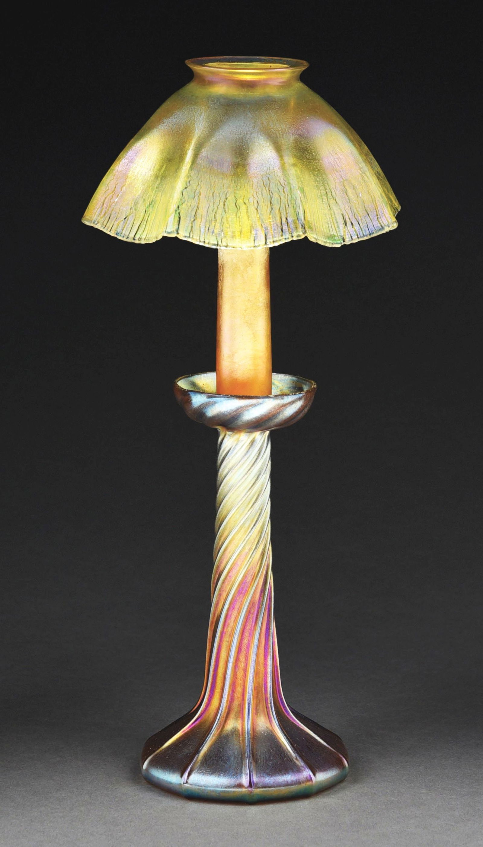 TIFFANY STUDIOS LARGE FAVRILE GLASS CANDLE LAMP (1 of 9)