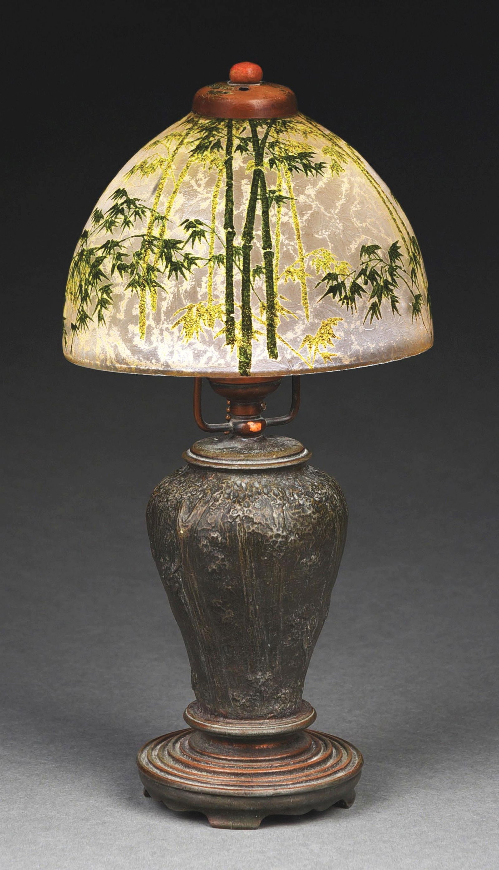 HANDEL BAMBOO OBVERSE PAINTED BOUDOIR LAMP (1 of 9)