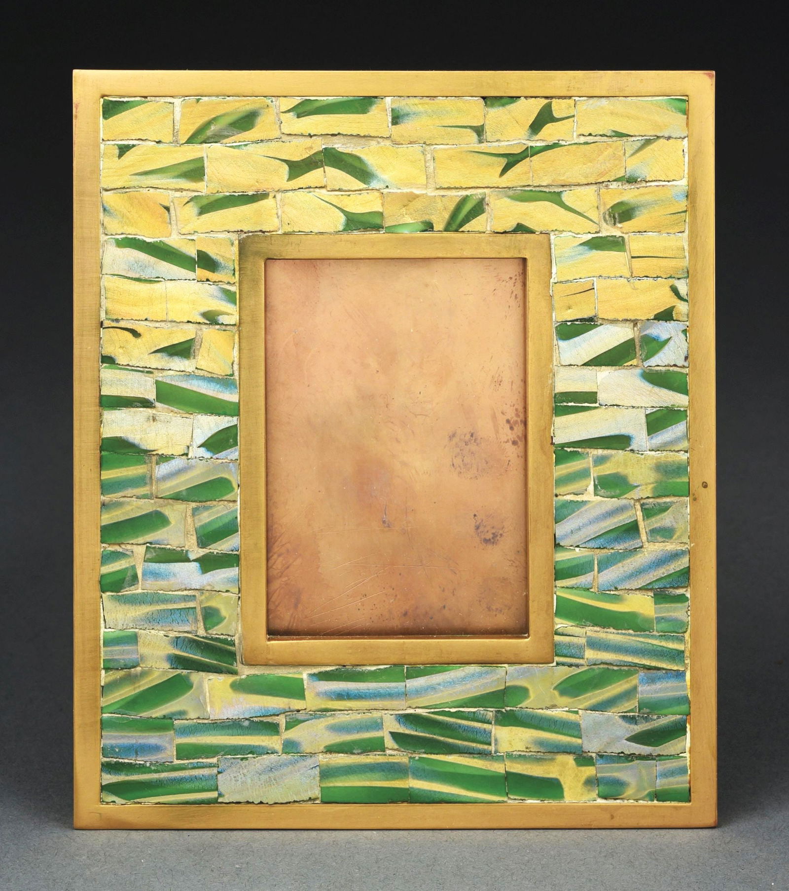 TIFFANY BRONZE & FAVRILE MOSAIC GLASS PICTURE FRAME (1 of 3)