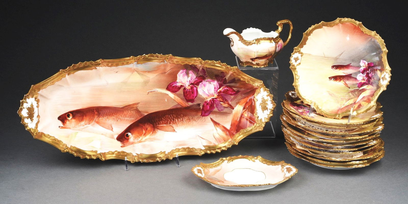 LIMOGES FRANCE FISH SET (1 of 5)