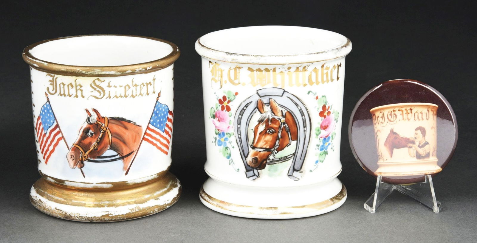 LOT OF 2: HORSE HEAD SHAVING MUGS (1 of 4)