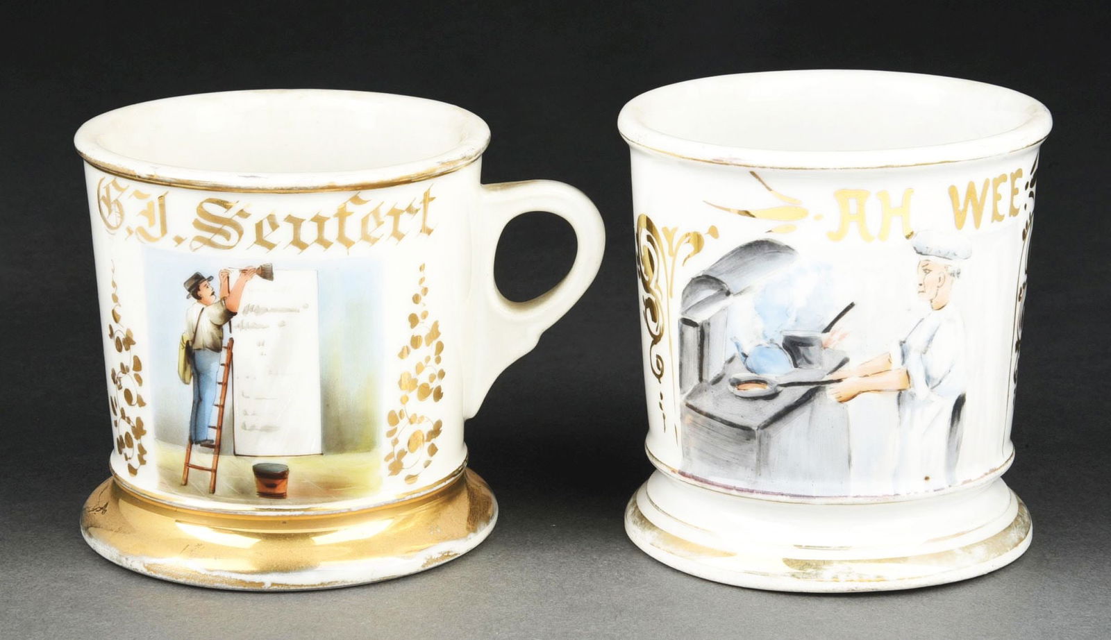 LOT OF 2: OCCUPATIONAL PAINTER AND COOK SHAVING MUGS (1 of 4)