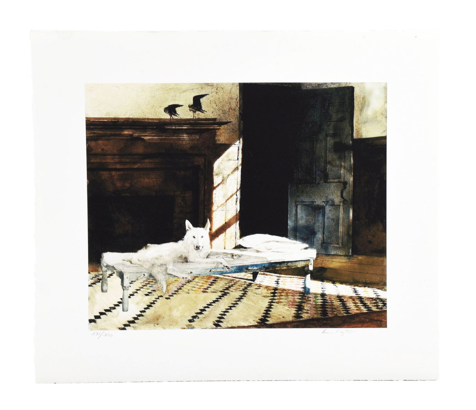 ANDREW WYETH (1917-2009): Harlequin sheet size 19" x 23" unframed signed at lower right, numbered 231/300 lower left Condition: Dimensions: 23 - 1/2" x 21".
