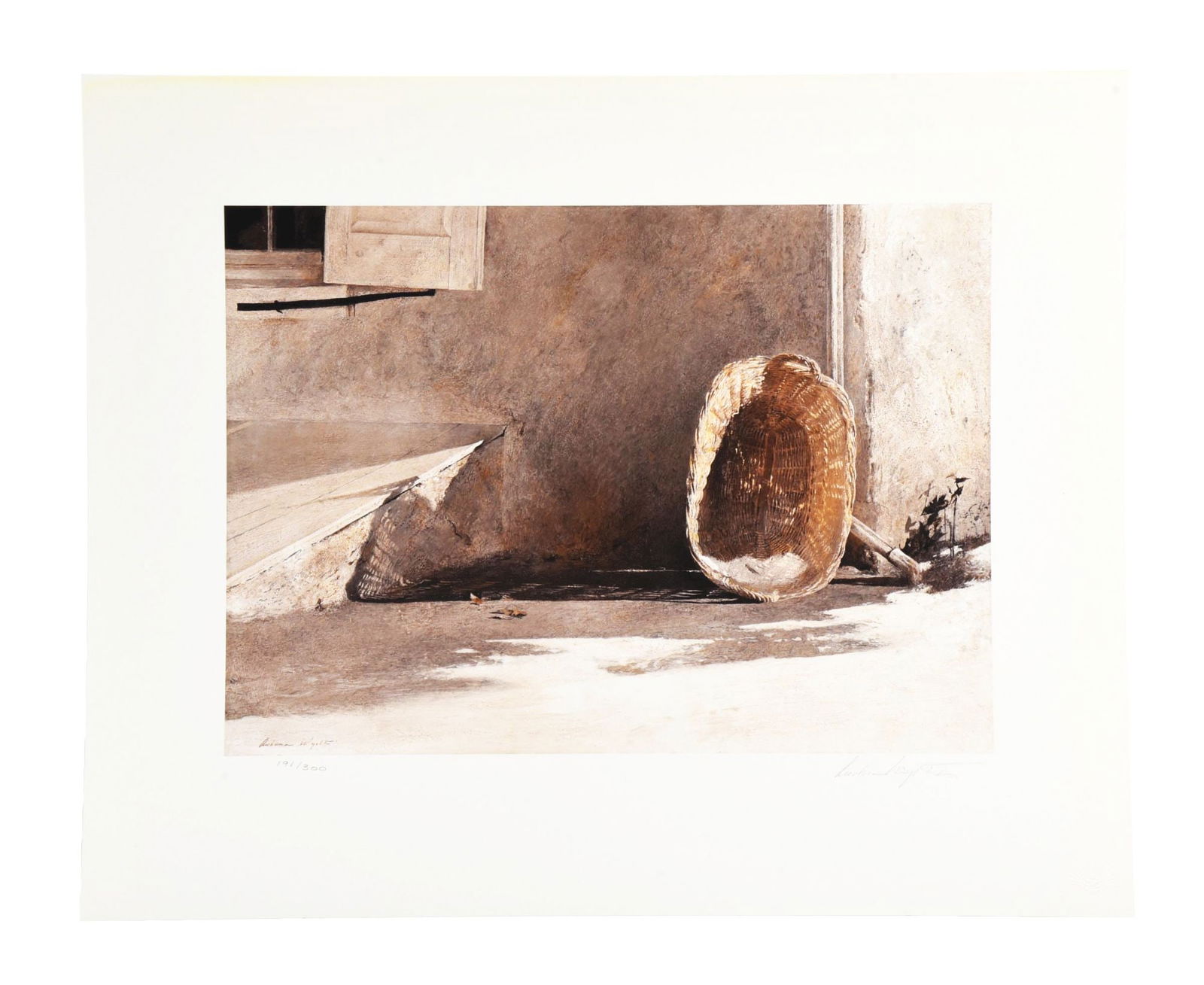 ANDREW WYETH (1917-2009): Monday Morning 19" x 23" sheet size unframed signed at lower right, numbered 191/300 at lower left blind stamp at lower right Condition: Dimensions: 23" x 19".