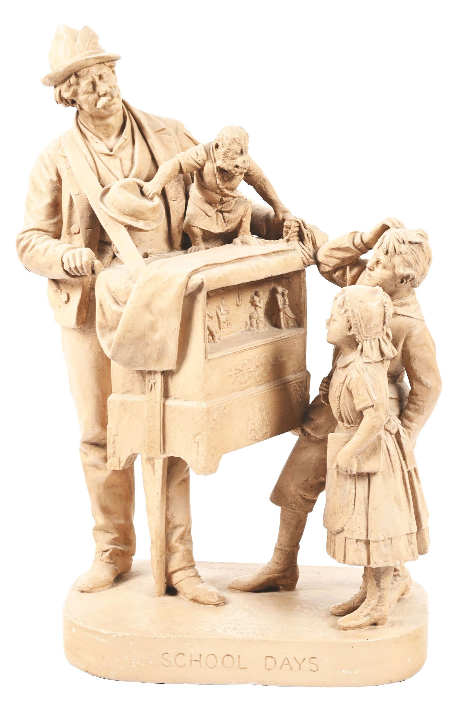 SCHOOL DAYS STREET ORGAN CHALK WARE SCULPTURE (1 of 8)