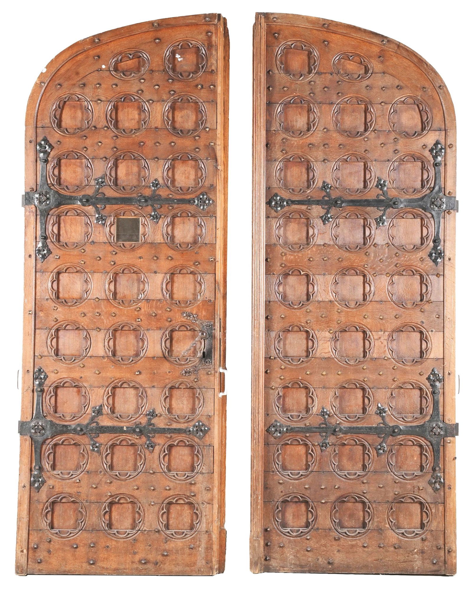 LOT OF 2: PAIR OF LARGE ANTIQUE ARCHITECTURAL WOOD DOORS (1 of 5)