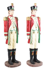 PAIR OF LIFE SIZE PAINTED RESIN SOLDIER FIGURES