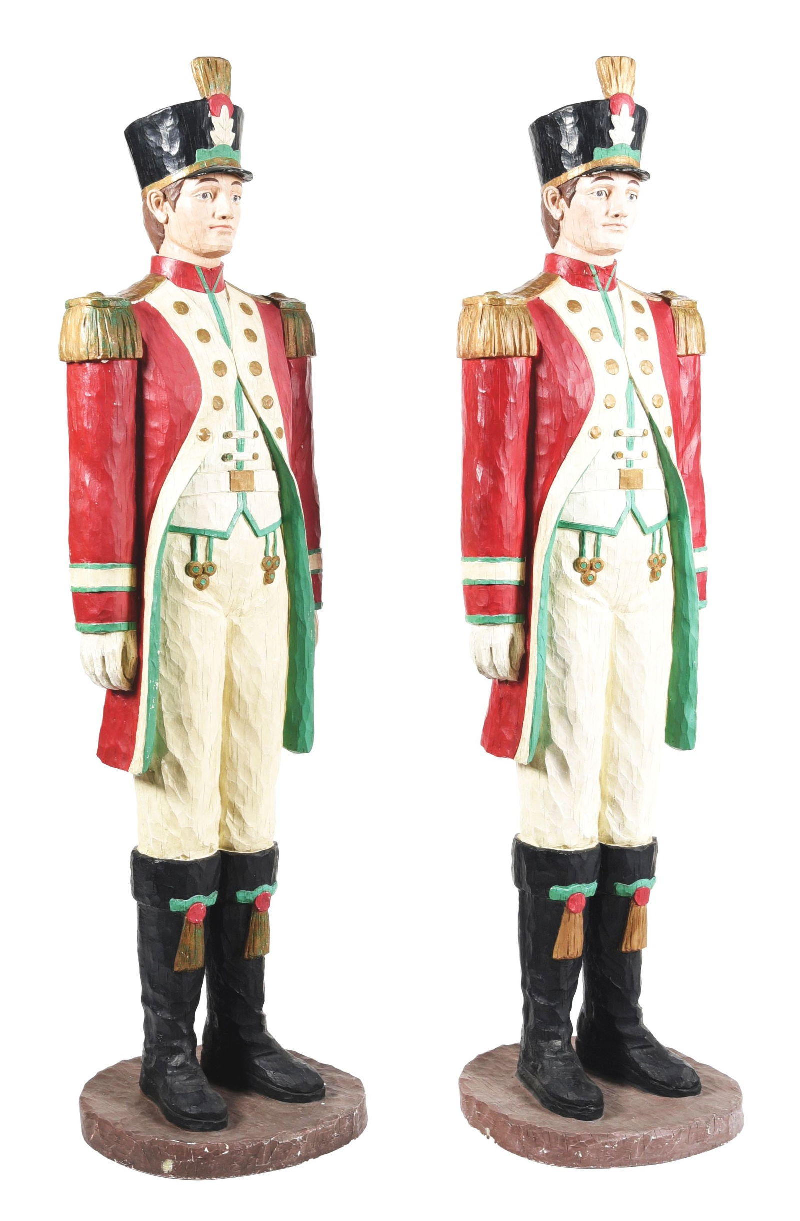 PAIR OF LIFE SIZE PAINTED RESIN SOLDIER FIGURES