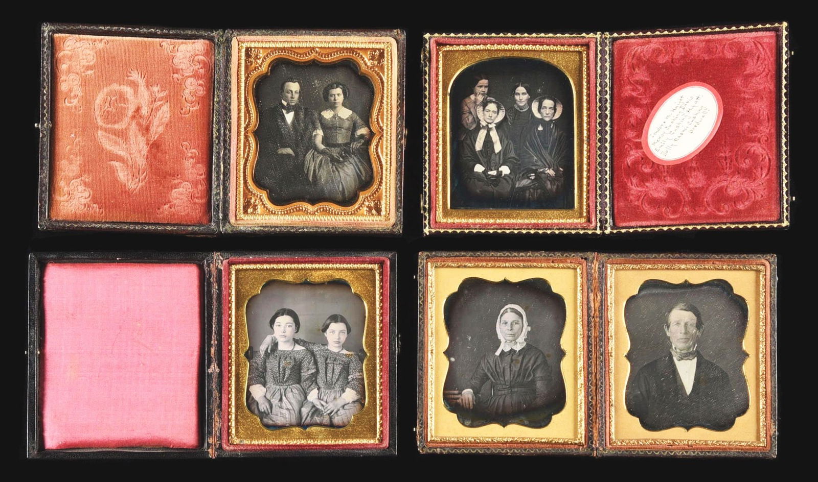 LOT OF 4: DAGUERREOTYPE 1/6TH PLATES IN LEATHER CASES (1 of 3)