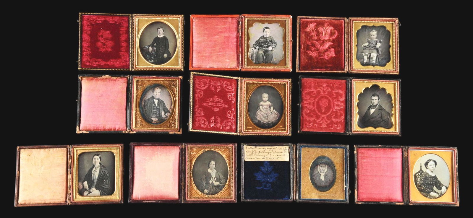 LOT OF 10: DAGUERREOTYPE 1/6TH PHOTO PLATES IN FULL LEATHER CASES (1 of 3)
