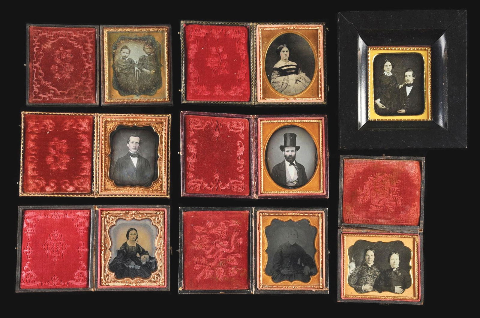 LOT OF 8: DAGUERREOTYPE 1/6TH PLATES IN CASES, 1 FRAMED (1 of 3)