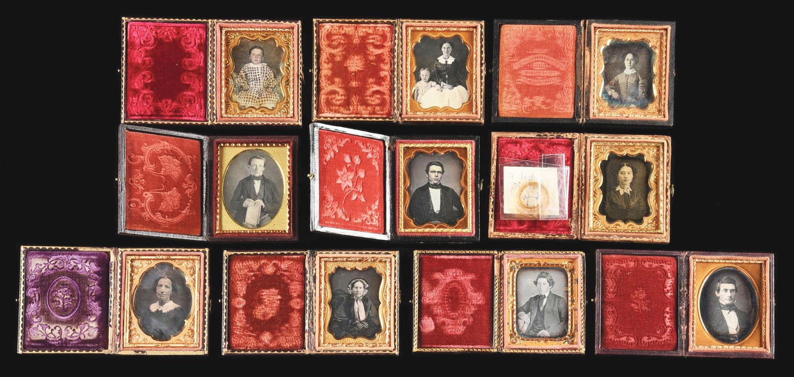LOT OF 10: DAGUERREOTYPE 1/9TH PHOTO PLATES IN LEATHER CASES (1 of 3)