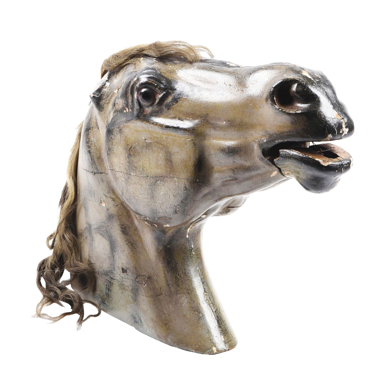 WOODEN HORSE HEAD TRADE SIGN W/ HORSE HAIR MANE (1 of 4)