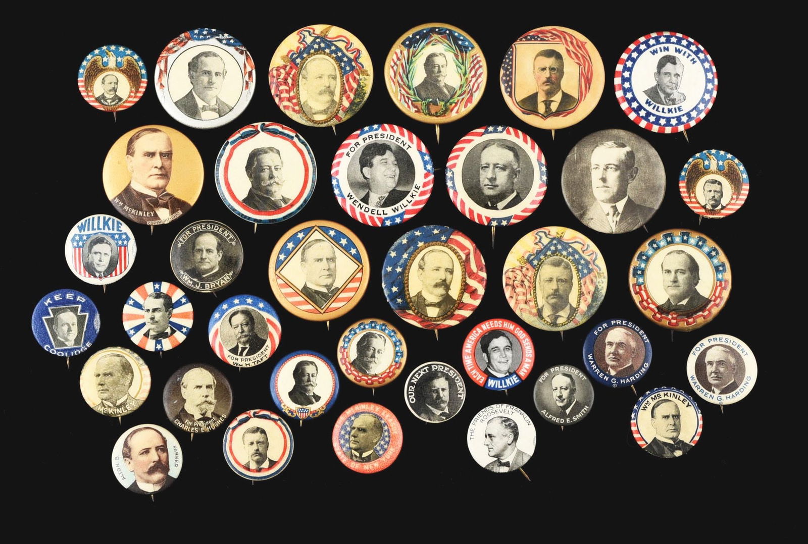 COLLECTION OF 35 POLITICAL PINBACK BUTTONS (1 of 2)