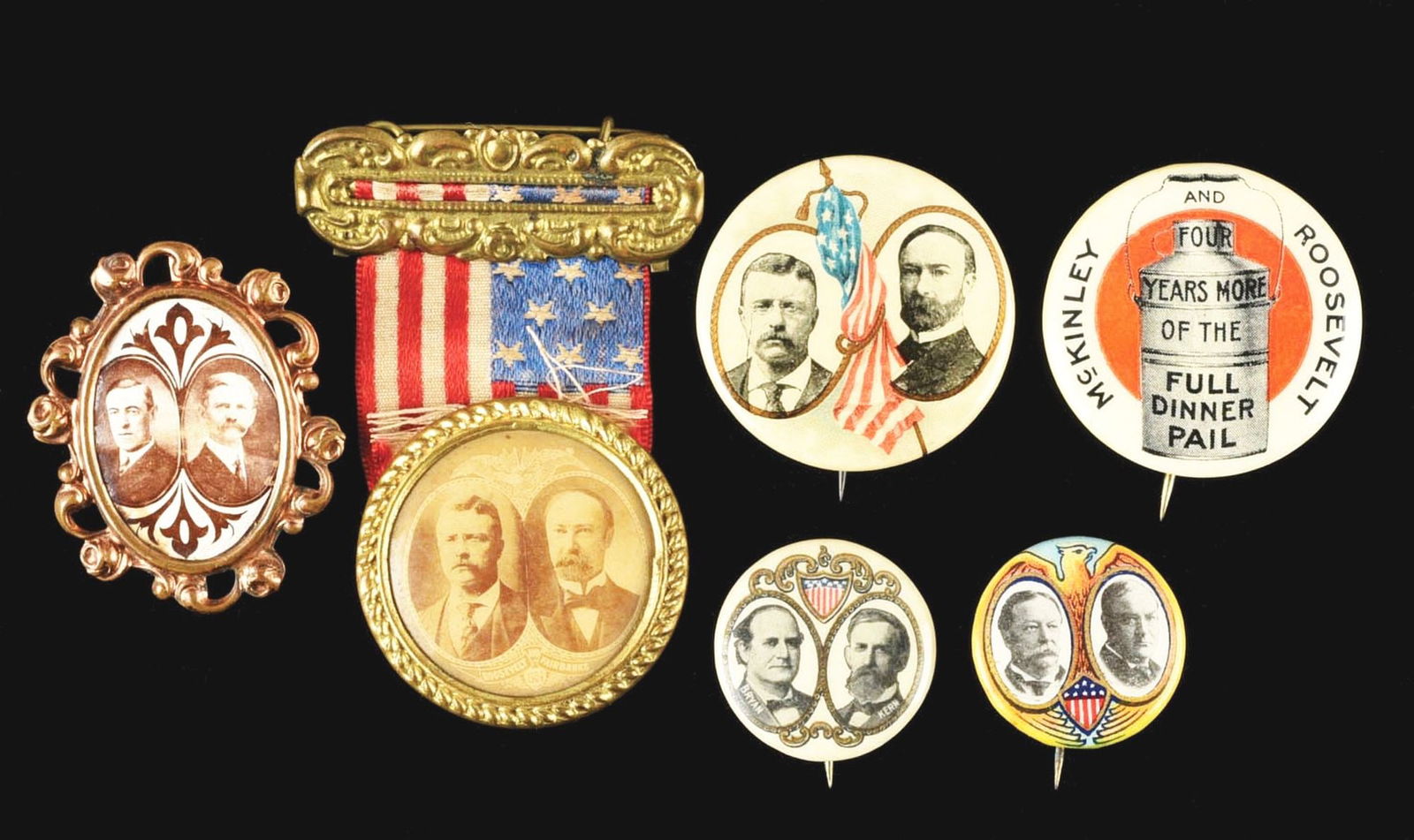 LOT OF 6: CELLULOID POLITICAL PINBACK BUTTONS (1 of 2)