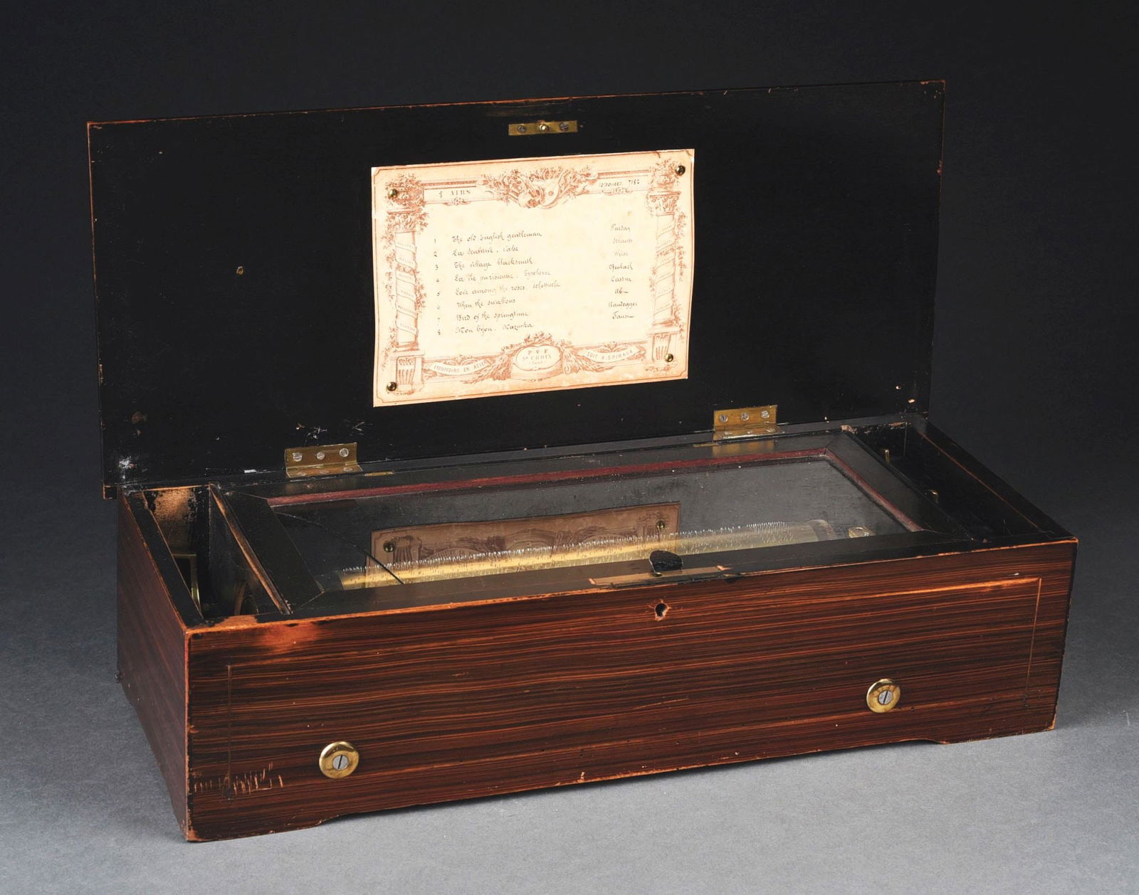 SWISS CYLINDER MUSIC BOX PLAYING 11" CYLIDERS AND 8 TUNES (1 of 6)