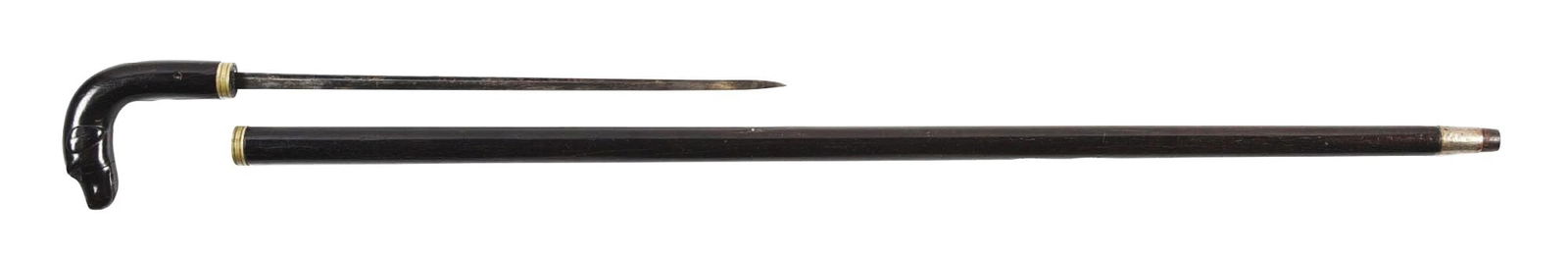 ANTIQUE WALKING STICK SWORD CANE W/ DOG'S HEAD (1 of 8)