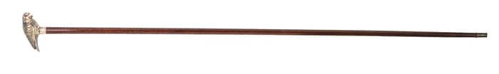 ANTIQUE WALKING STICK CANE W/ UNMARKED STERLING SILVER BIRD